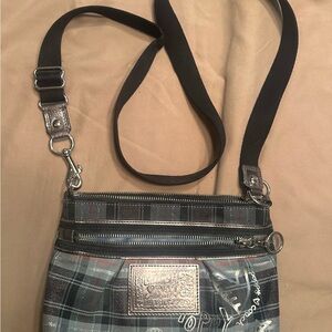 Coach Plaid Crossbody Bag - Gray and Black